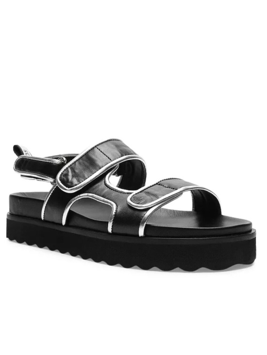 SCHUTZ Shoes - SCHUTZ Black Leather Platform Sport Sandal with Silver Trim Size 8.5
